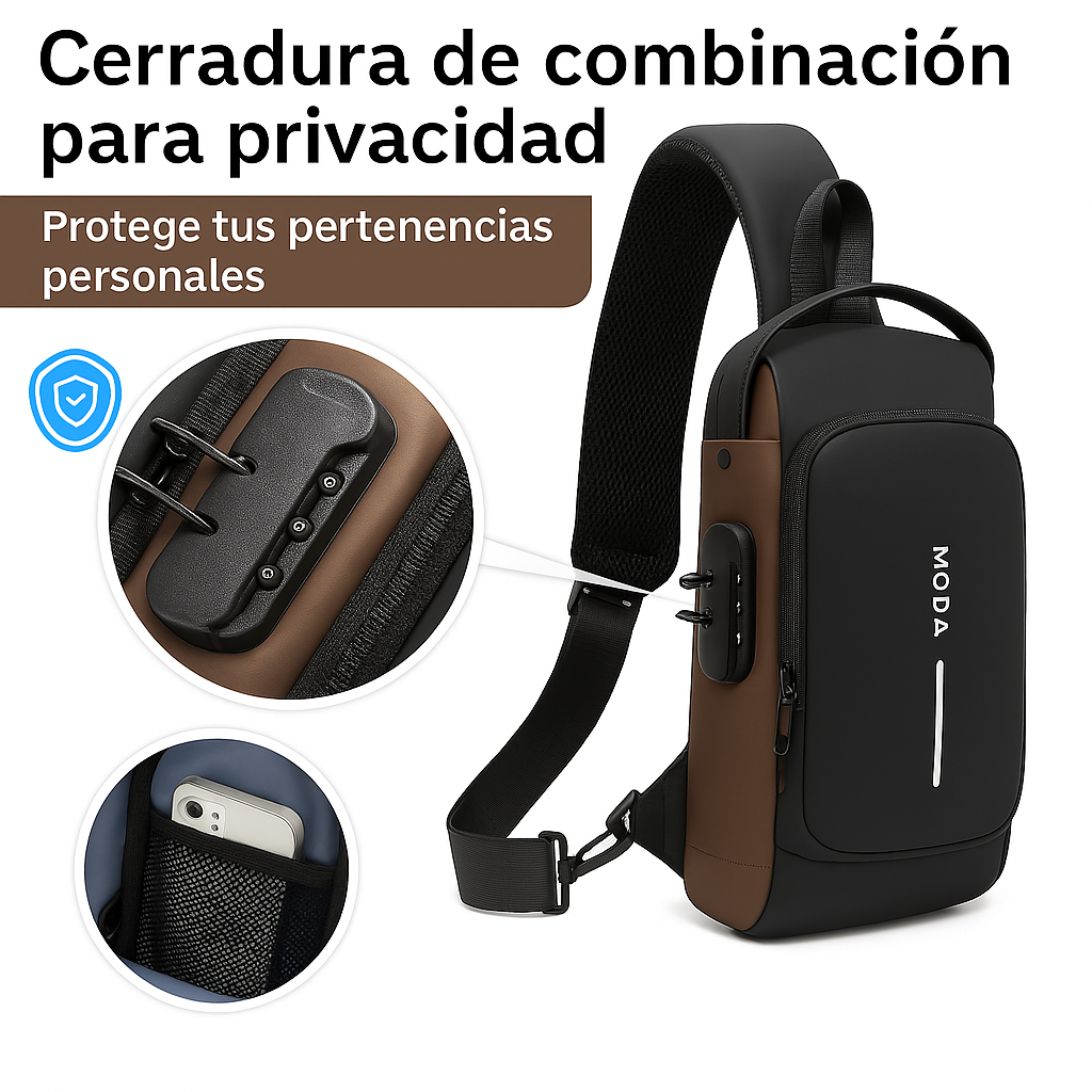 Bolso cruzado antirrobo - Bolso bandolera de piel sintética - Bolsa de pecho para uso diario