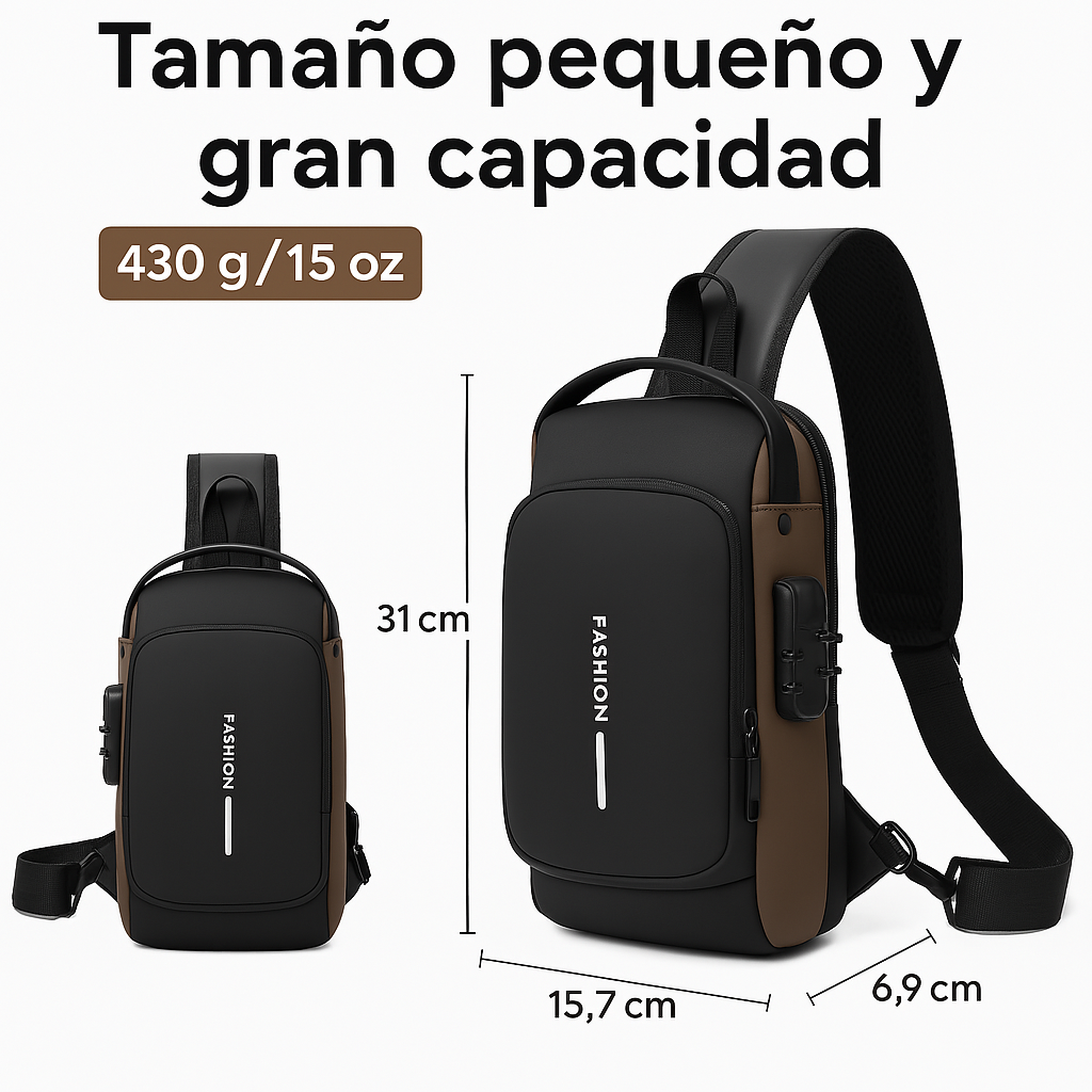 Bolso cruzado antirrobo - Bolso bandolera de piel sintética - Bolsa de pecho para uso diario